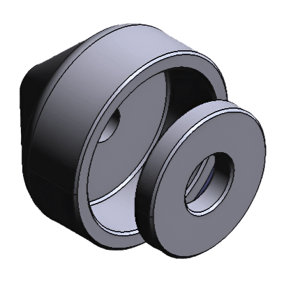 A tool for installing a metal shaft to a plastic gear, designed to ensure perpendicularity on the shaft.