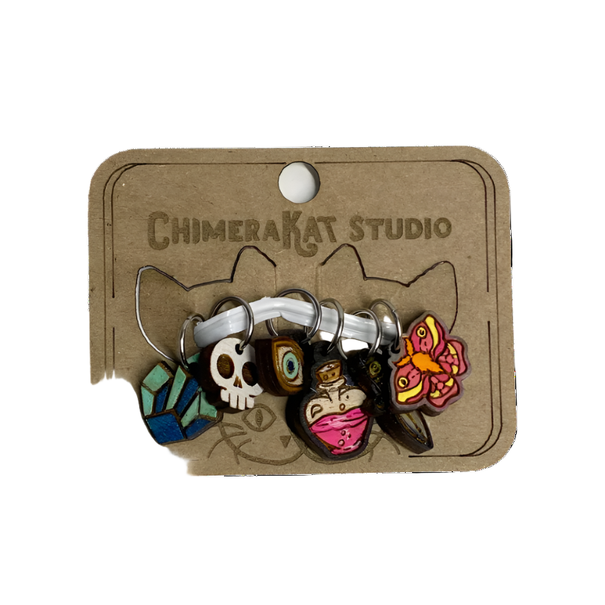 Hand-painted Stitch Markers by ChimeraKat Studio