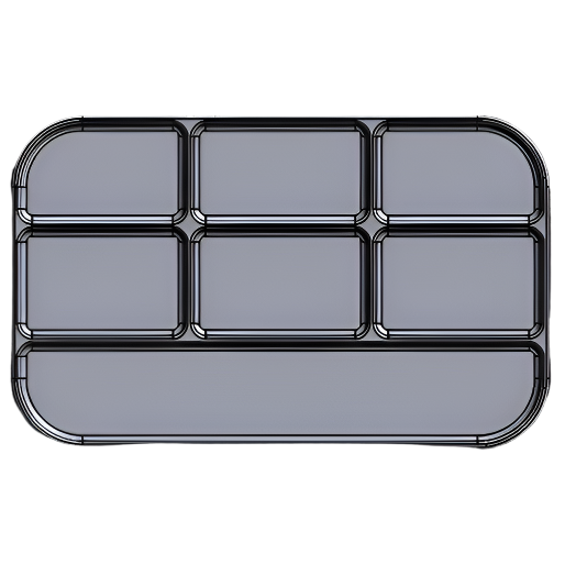 Graphic of a TinSert with 2 rows of 3 and 1 row of 1