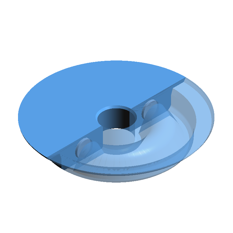 Example of an RV Port Cover with a cut-away chowing the magnets.