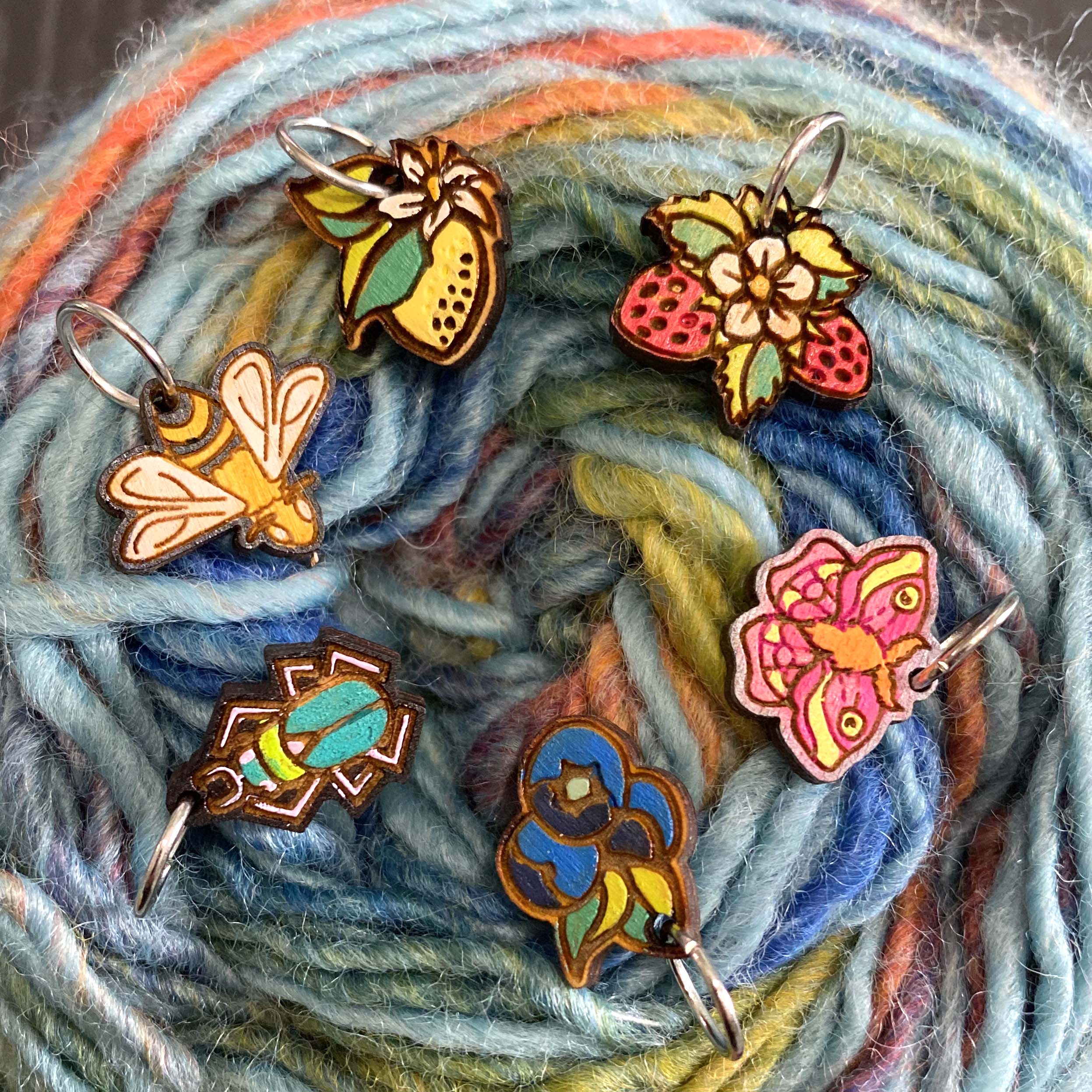 Hand-painted Stitch Markers by ChimeraKat Studio