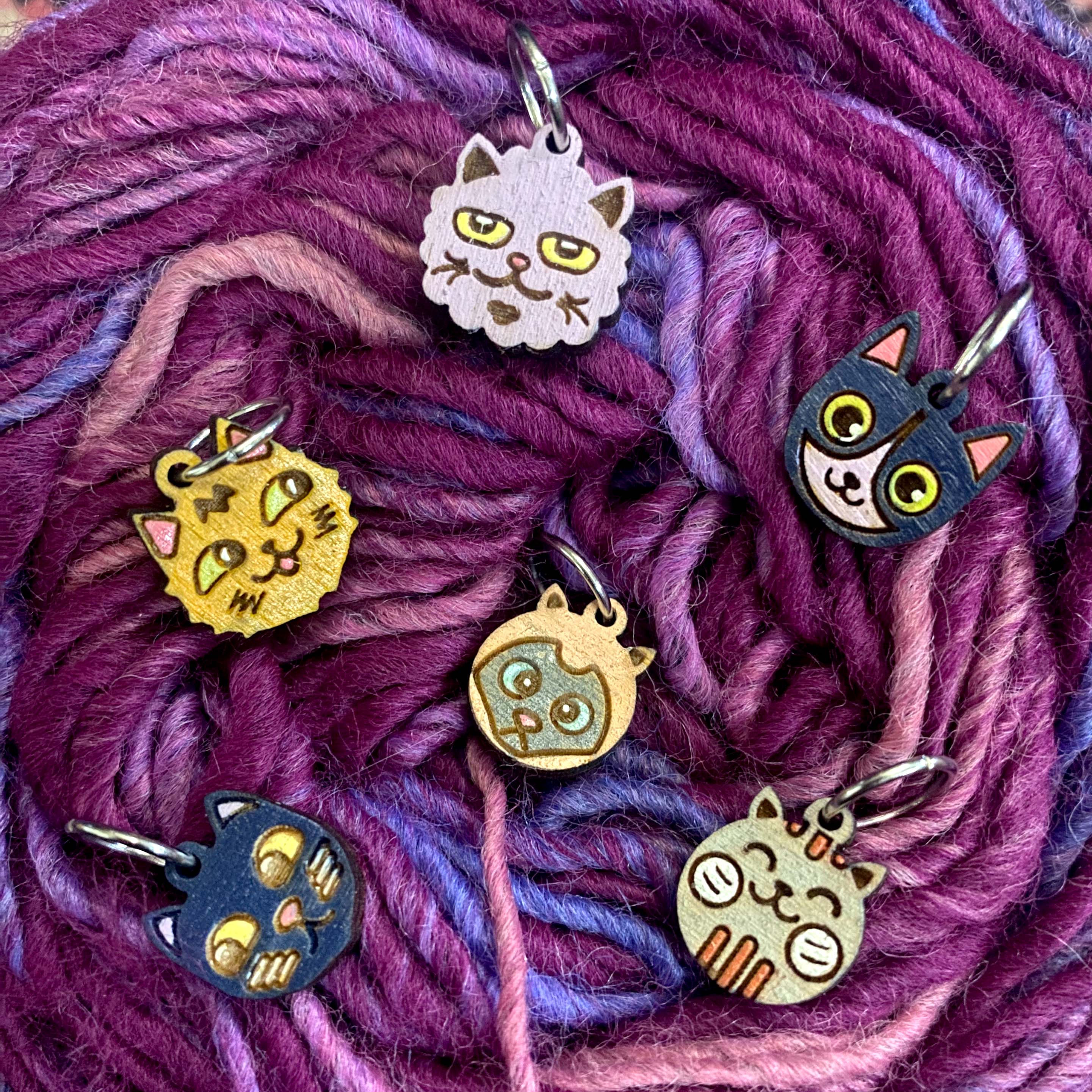 Hand-painted Stitch Markers by ChimeraKat Studio