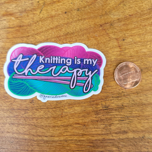 Knitting is my therapy Sticker